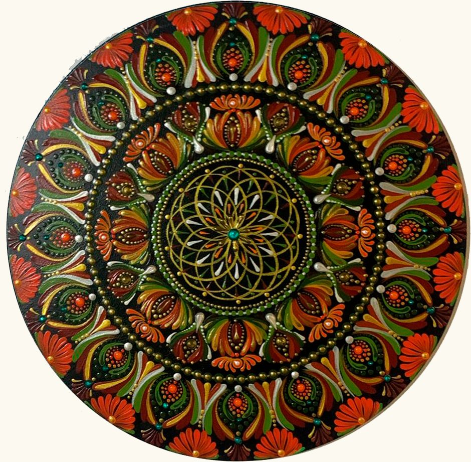 Mandala em aquarela sobre canvas